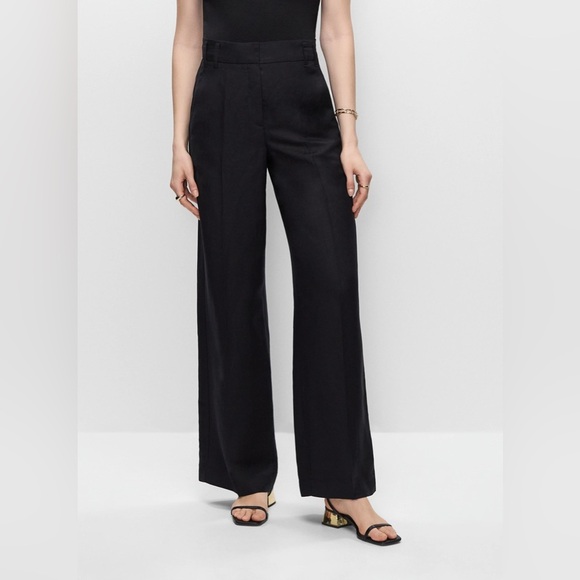 Melanie Lyne Pants - Melanie Lyne Women's Black flare leg linen blend summer office trouser pants 18